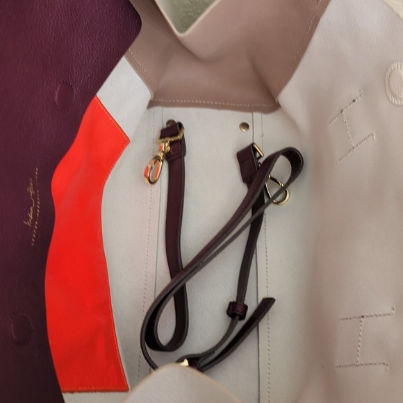India Hicks The Fussy Sarah Tri-color Leather Color Block Shoulder Bag Purse EUC